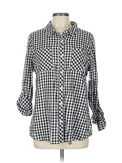 Pre-owned Relativity 3/4 Sleeve Button Down Shirt In Black