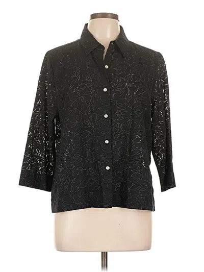 Pre-owned Relativity 3/4 Sleeve Button Down Shirt In Black