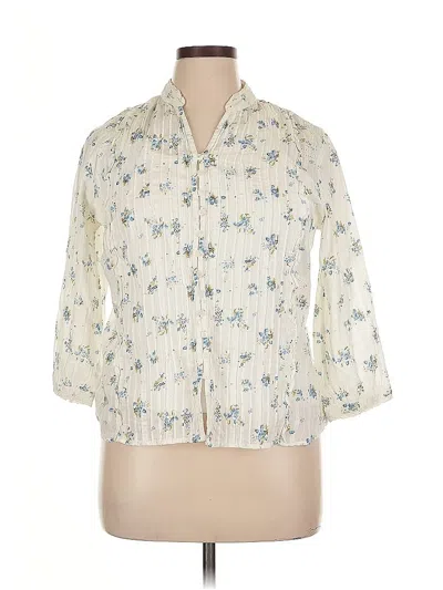 Pre-owned Relativity 3/4 Sleeve Button Down Shirt In White