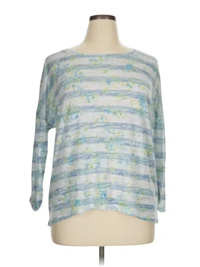 Pre-owned Relativity 3/4 Sleeve Top Blue Boatneck Tops