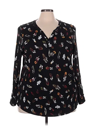 Pre-owned Relativity Long Sleeve Blouse In Black