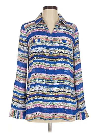 Pre-owned Relativity Long Sleeve Blouse In Blue