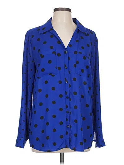 Pre-owned Relativity Long Sleeve Blouse In Blue