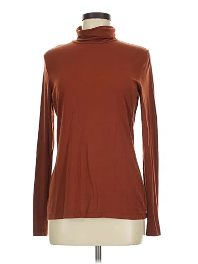 Pre-owned Relativity Long Sleeve Top Brown Turtleneck Tops