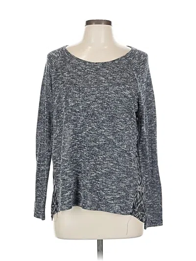 Pre-owned Relativity Long Sleeve Top Gray Boatneck Tops