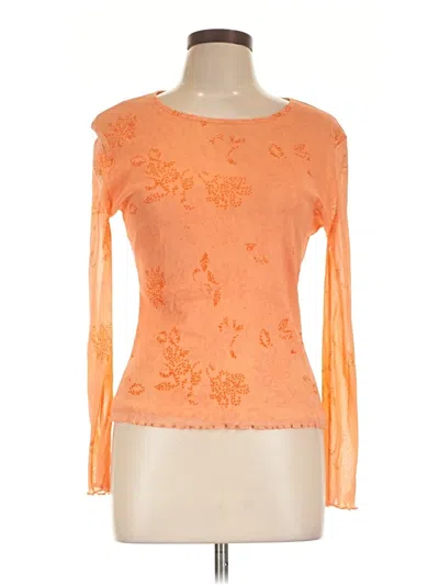 Pre-owned Relativity Long Sleeve Top Orange One Shoulder Neckline Tops