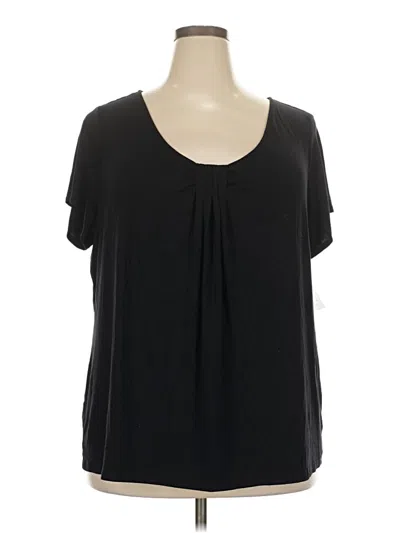 Pre-owned Relativity Short Sleeve Blouse In Black