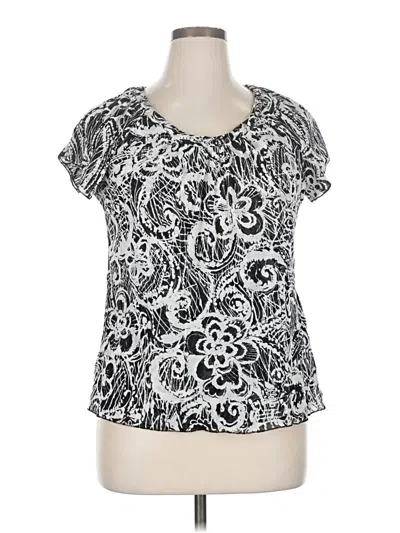 Pre-owned Relativity Short Sleeve Blouse In Silver