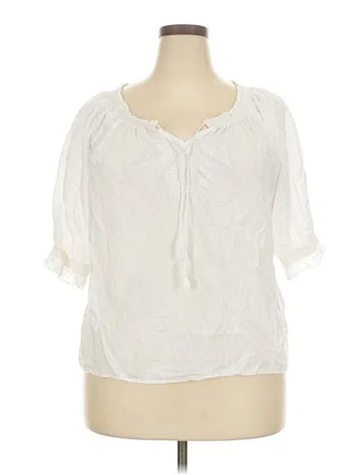 Pre-owned Relativity Short Sleeve Blouse In White