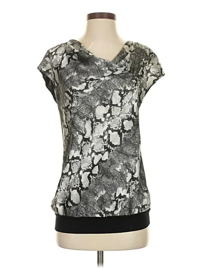 Pre-owned Relativity Short Sleeve Top Silver Cowl Neck Tops