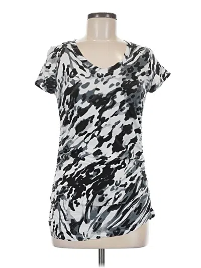 Pre-owned Relativity Short Sleeve Top Silver Scoop Neck Tops