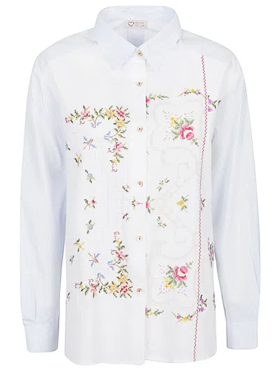 Relax Re-lux Cotton Boyfriend Shirt In Clear Blue