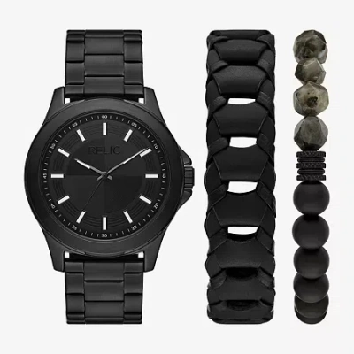 Relic By Fossil Derick Mens Black Bracelet Watch Zr97028