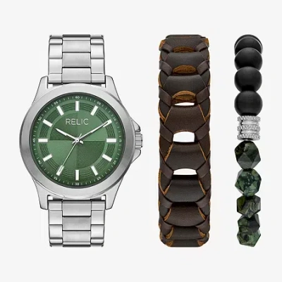 Relic By Fossil Derick Mens Silver Tone Bracelet Watch Zr97029 In Metallic