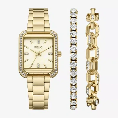 Relic By Fossil Jenna Womens Gold Tone Bracelet Watch Zr97026