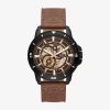 Relic By Fossil Mens Automatic Brown Leather Strap Watch Zr12663 In Brown