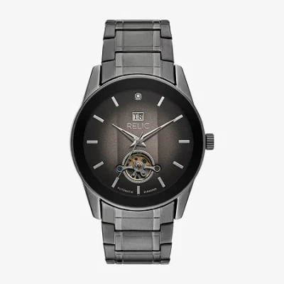 Relic By Fossil Mens Automatic Gray Stainless Steel Bracelet Watch Zr77338 In Black