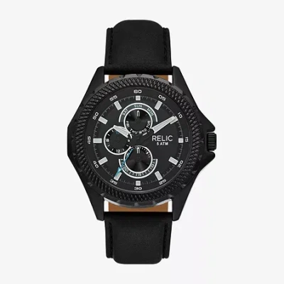 Relic By Fossil Mens Black Leather Strap Watch Zr16052