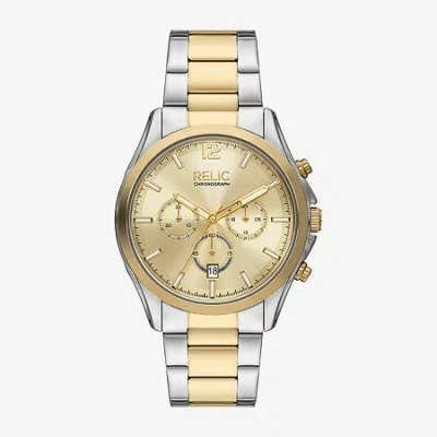 Relic By Fossil Mens Two Tone Bracelet Watch Zr77339 In Gold