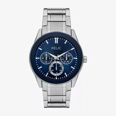 Relic By Fossil Rylan Mens Silver Tone Stainless Steel Bracelet Watch Zr77344 In Metallic