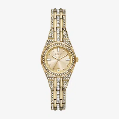 Relic By Fossil Womens Gold Tone Bracelet Watch Zr12672