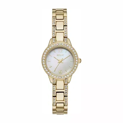 Relic By Fossil Womens Gold Tone Bracelet Watch Zr34506 In Transparent