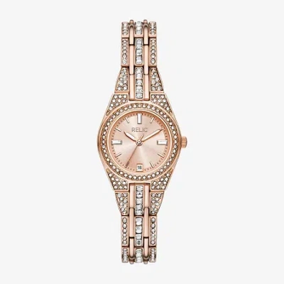 Relic By Fossil Womens Rose Goldtone Bracelet Watch Zr12671