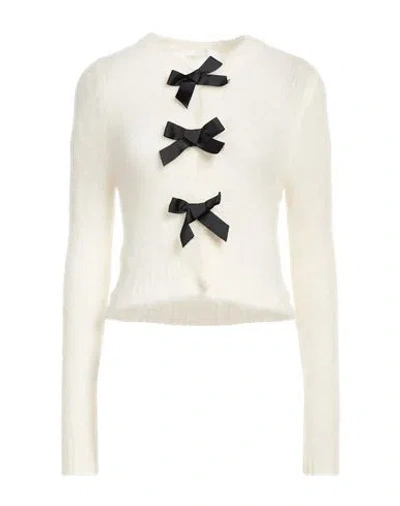 Relish Collection Woman Cardigan Ivory Size M Acrylic, Polyamide, Mohair Wool, Wool, Elastane In White