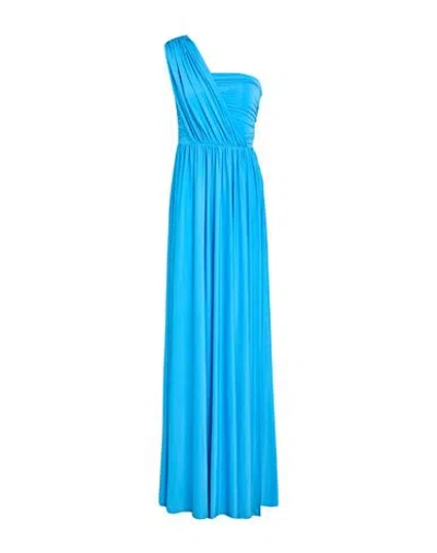 Relish Collection Woman Maxi Dress Azure Size 6 Polyester, Elastane In Blue