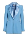 Relish Woman Blazer Sky Blue Size 10 Polyester, Elastane In Blue