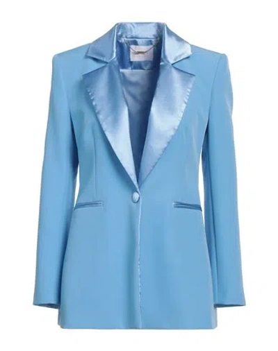 Relish Woman Blazer Sky Blue Size 10 Polyester, Elastane