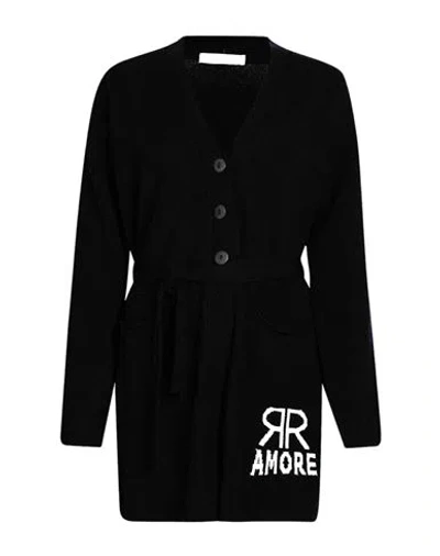Relish Woman Cardigan Black Size L Viscose, Polybutylene, Polyamide