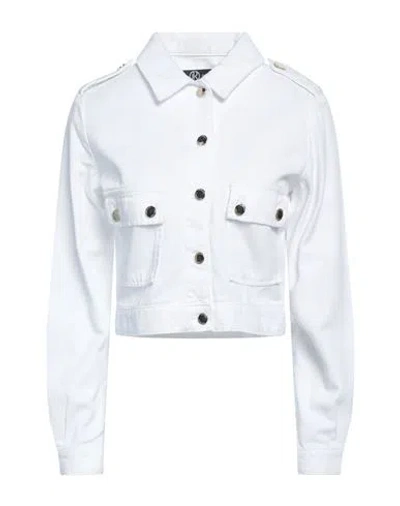 Relish Woman Denim Outerwear White Size L Lyocell, Cotton