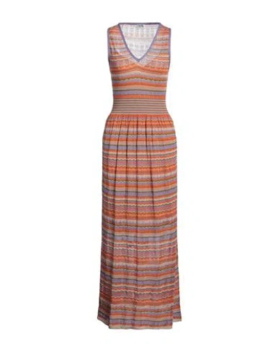 Relish Woman Maxi Dress Orange Size M Viscose, Polyester, Polyamide