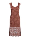 Relish Woman Midi Dress Brown Size L Polyester