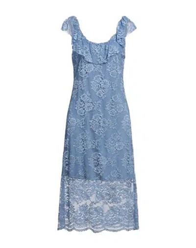 Relish Woman Midi Dress Pastel Blue Size L Polyester