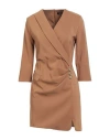 Relish Woman Mini Dress Camel Size 8 Polyester, Elastane In Brown