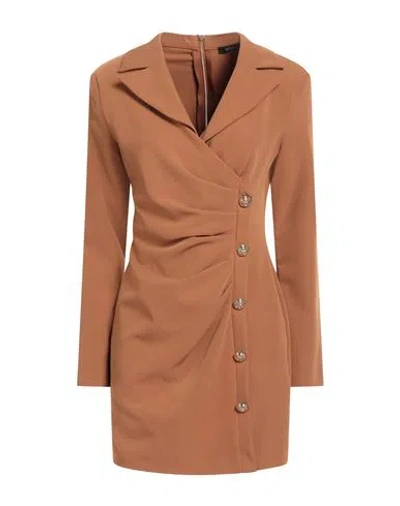 Relish Woman Mini Dress Tan Size 12 Polyester, Elastane In Brown