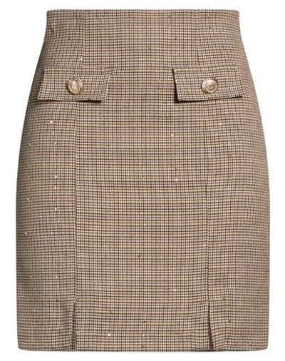 Relish Woman Mini Skirt Sand Size 4 Polyamide, Rayon, Elastane, Metal In Beige