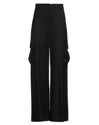 RELISH RELISH WOMAN PANTS BLACK SIZE 2 POLYESTER, VISCOSE, ELASTANE