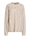 Relish Woman Sweater Beige Size M Acrylic, Polyester In Multi