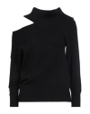 Relish Woman Turtleneck Black Size M Viscose, Polyamide, Polyester In Black