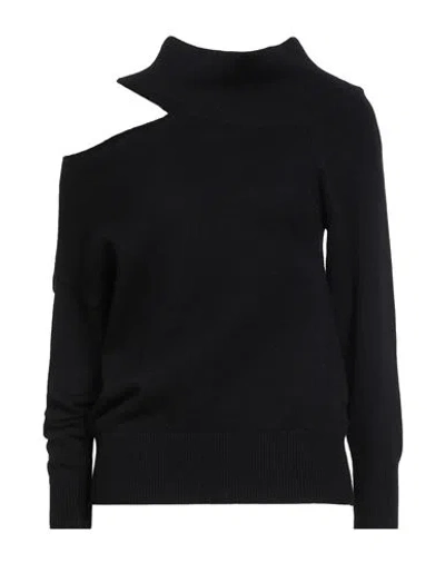 Relish Woman Turtleneck Black Size M Viscose, Polyamide, Polyester