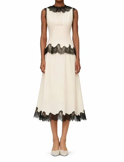 Relvoux Women's Phoenix Neutral Lace Panel Chiffon Top And Skirt Set In White