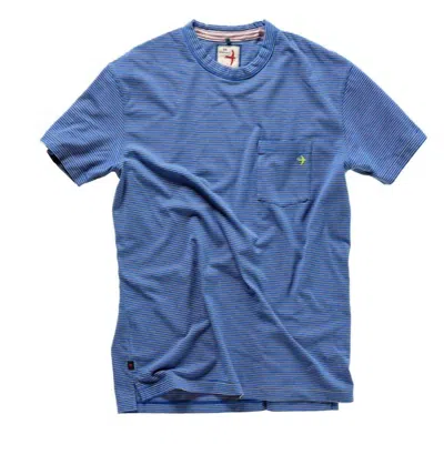 Relwen Men's Ringspun Pocket Tee In Royal/yellow Stripe In Blue