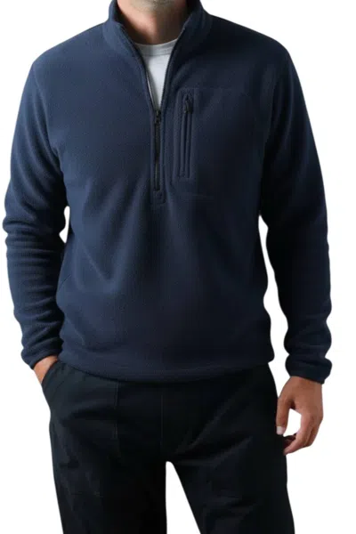 Relwen Men's Sheared Fleece Half-zip Pullover In Dark Navy In Blue