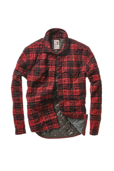 Pre-owned Relwen Quilted Flannel Shirt Jacket In Red / Black Grid