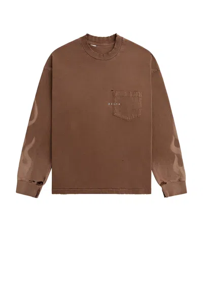 Rélyk Walker Long Sleeve Tee In Brown Flames