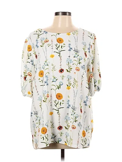 Pre-owned Remade 3/4 Sleeve Blouse In White