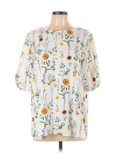 Pre-owned Remade Short Sleeve Blouse In White